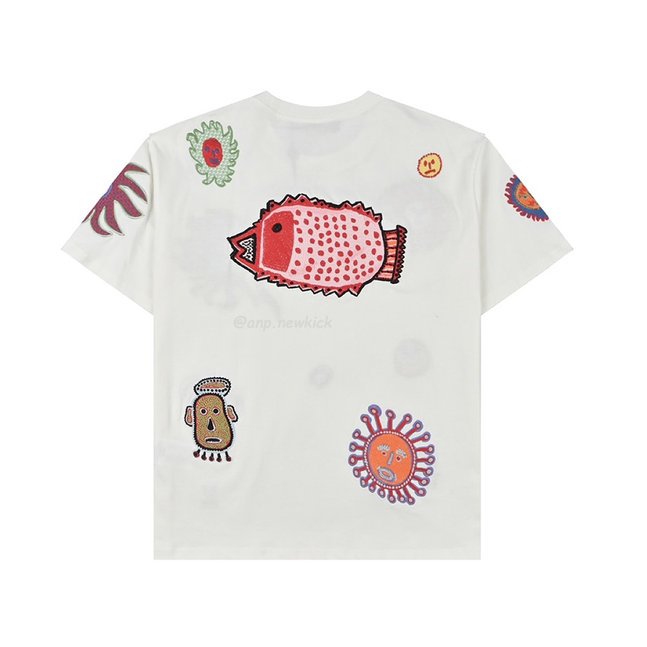 Louis Vuitton Sun Fish Barb Embroidered Couple Short Sleeved T Shirt (3) - newkick.app